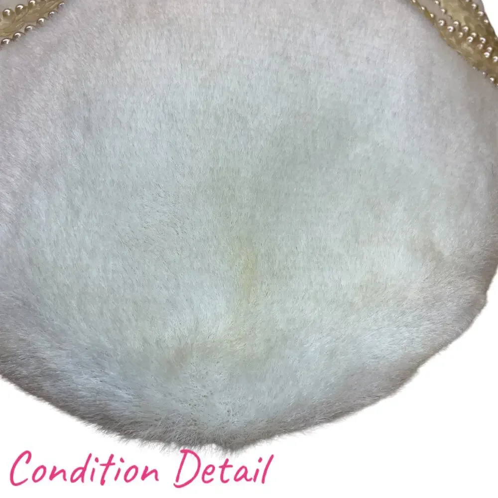1960s Vintage White Fur Calot Hat Pearl Beaded Vintage Cocktail Topper - Picture 9 of 9